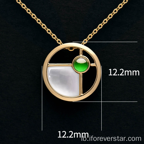 18k Gold wäiss Shell Green äisegem Jadeit Pendant